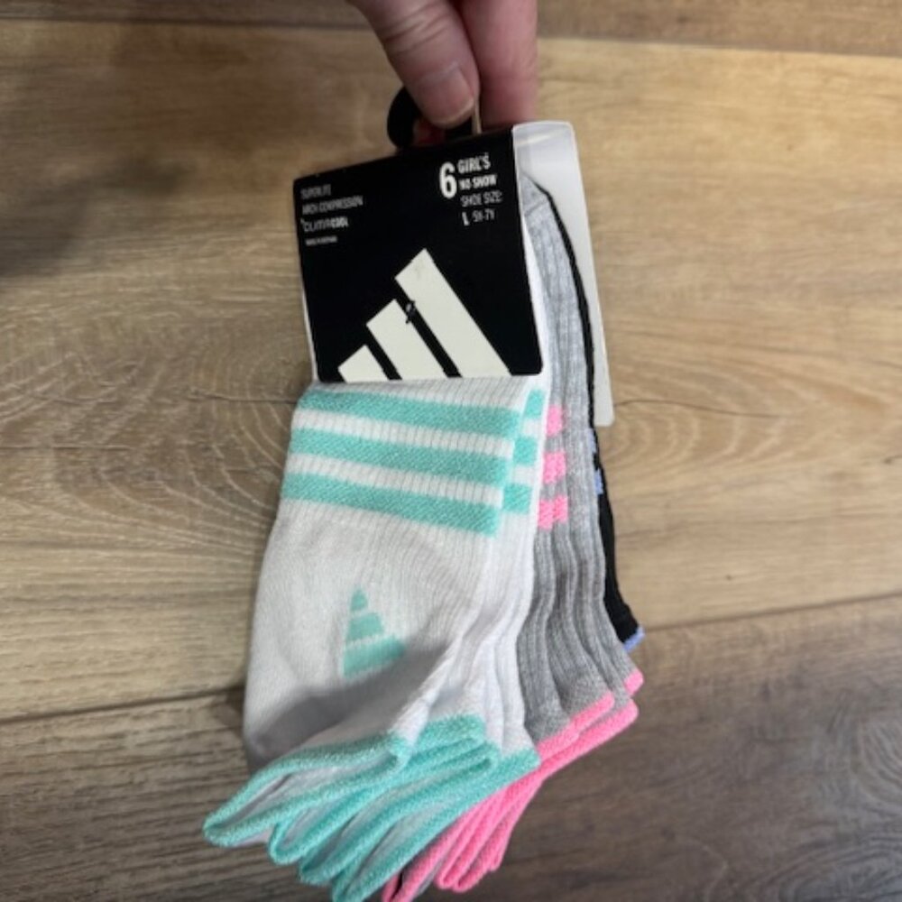 NEW Adidas Superlite Arch Compression Girls' Socks Size L (5Y-7Y)